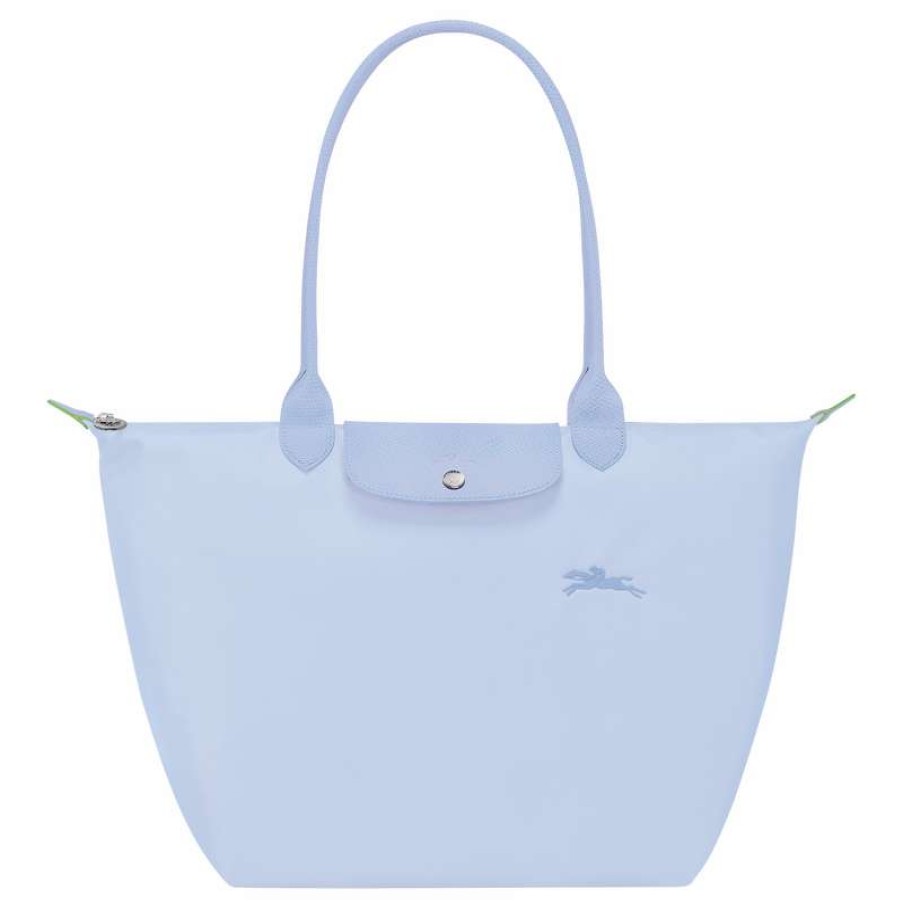 Wholesale Longchamp Le Pliage Green L Tote Bag Sky Blue Recycled Canvas