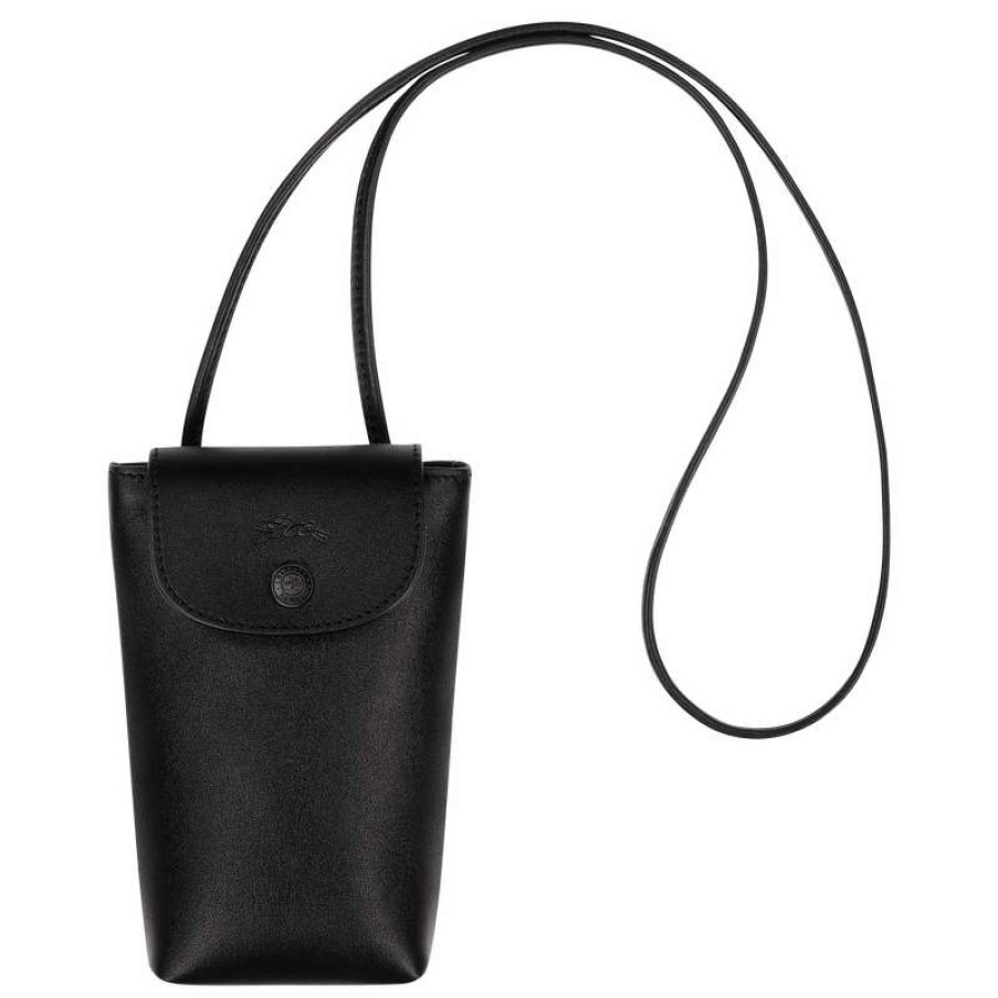 Hot Longchamp Le Pliage Xtra Phone Case With Leather Lace Black Leather