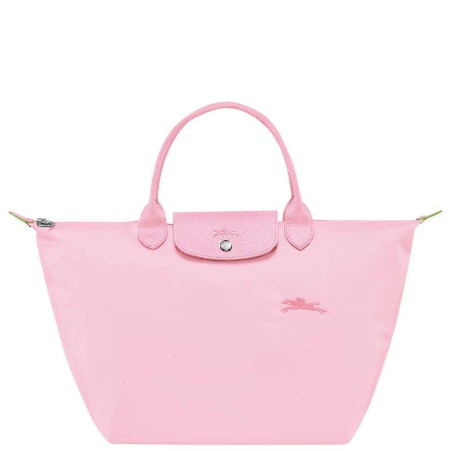 Hot Longchamp Le Pliage Green M Handbag Pink Recycled Canvas