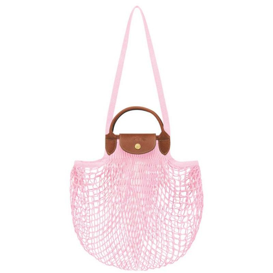 Wholesale Longchamp Le Pliage Filet L Mesh Bag Pink Canvas